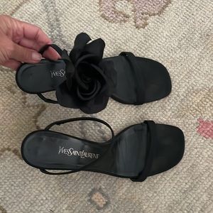 Yves Saint Laurent Black Kitten Heel Strappy Evening Shoes Sandals 8. Very sexy